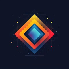 On a dark background, multicolored geometric shapes with gradient