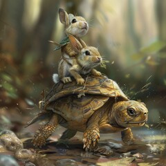 Turtle Rabbit Piggyback