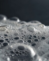 Macro foam suds bubbles of cleansing or moisturizer or toning or exfoliating on bottle