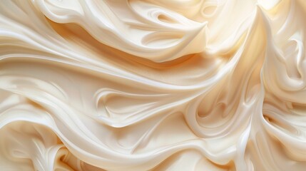Fototapeta premium Abstract background of swirling skincare creams, blending white and beige tones, perfect for a soothing desktop wallpaper or cosmetic advertising backdrop