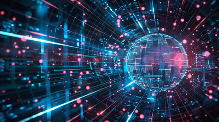 Obraz premium A backdrop of information technology infrastructure, supported by AI capabilities,