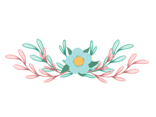 Spring and summer border watercolor arrangements with small flower and leaves. Botanical illustration minimal style. Perfect for greeting, invitation card, wedding design.