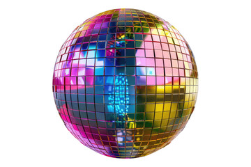 Obraz premium Colorful disco ball multi colored isolated on transparent background