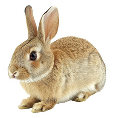 Obraz premium Cute brown rabbit sitting isolated on transparent background png