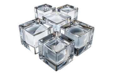 Crystal glass cubes isolated on transparent background
