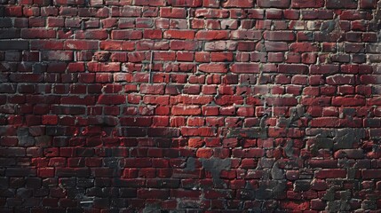 Full frame shot of a richly textured red brick wall, uniform pattern visible, isolated background under studio lights - Powered by Adobe