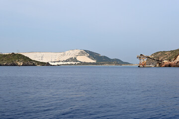 Pumice mining on Greek volcanic island of Gyali (Yali)  in the Dodecanese. Greece