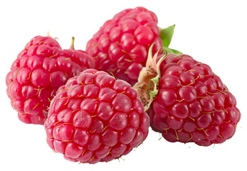 Fresh raspberries with leaves isolated on transparent background png