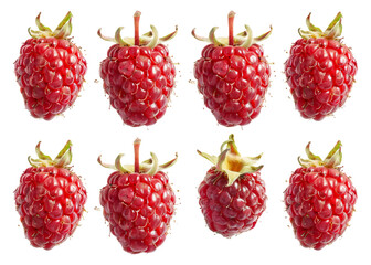 Collection of fresh raspberries isolated on transparent background png