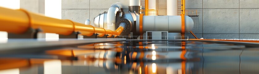 Geothermal power station flat design side view earth heat theme