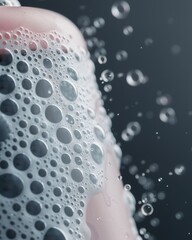 Macro foam bubbles suds of cleansing or moisturizer or toning or exfoliating on bottle