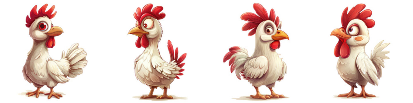 cartoon chicken logo vector collection isolated background.