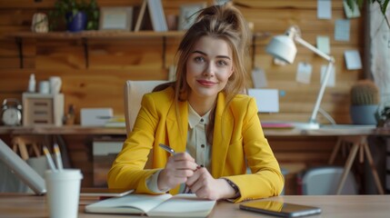 A Woman at Her Office Desk