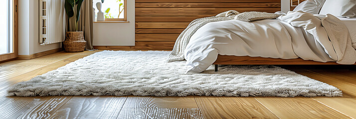 Cozy Bedroom in Modern Home with Soft Bedding and Warm Lighting, Stylish and Comfortable Interior Design