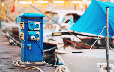 Charging station for boats in the harbor.