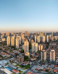Fotos aéreas da região do Brooklin em São Paulo. Zona Sul, ao amanhecer, e também o skyline dos...