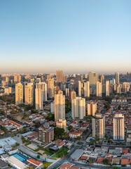 Fotos aéreas da região do Brooklin em São Paulo. Zona Sul, ao amanhecer, e também o skyline dos prédios mais modernos.