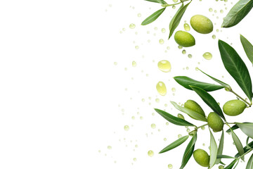 Olive Oil, Olive Leaves with Oil Extract, Transparent Background