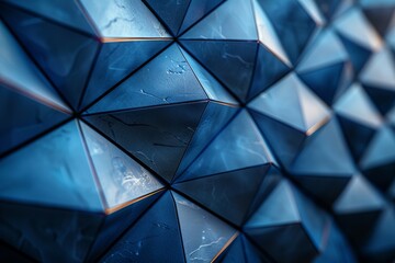 Extreme close-up of a blue geometric pattern with detailed texture and artistic design