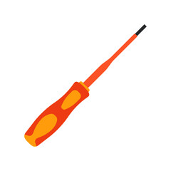 Insulated Screwdriver for Home Repairs and Mechanical Work, Vector Flat Illustration Design