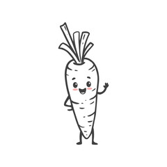 Cartoon carrot. Cute character vegetable isolated on white background. Doodle style. Vector
