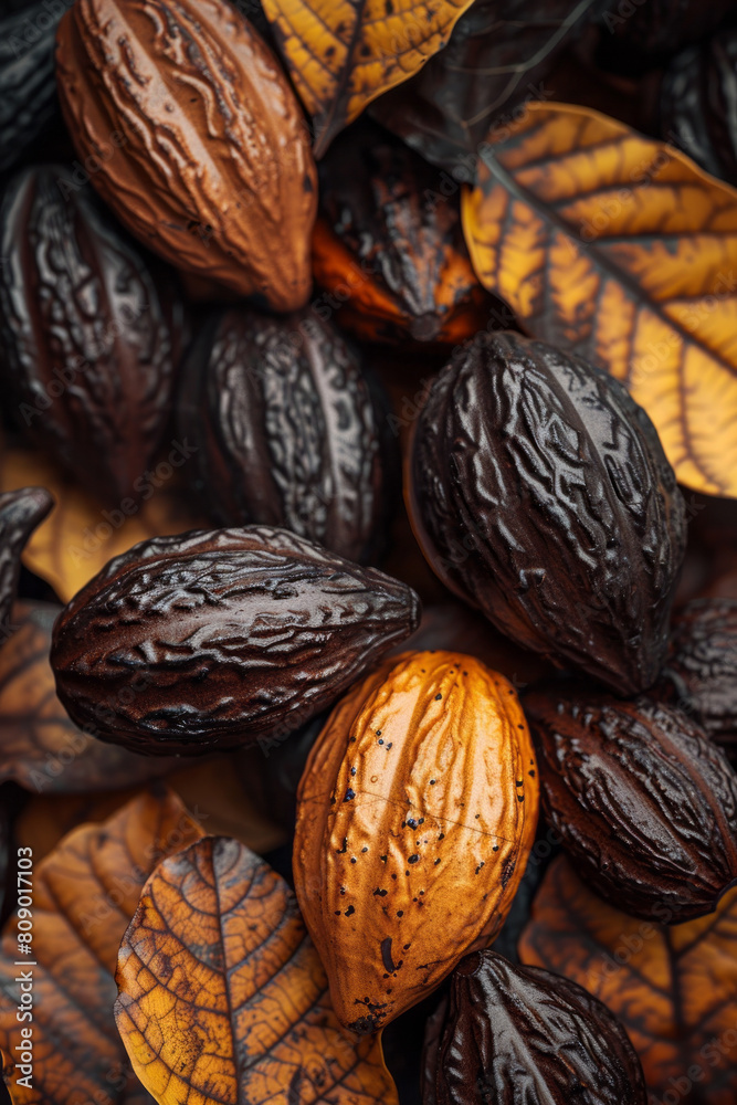 Aufkleber An abstract representation of cocoa beans as chocolate vortexes, pulling in and revitalizing everything around them,
