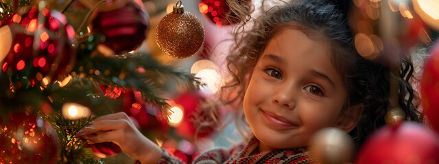 Beautiful child with Christmas decorations