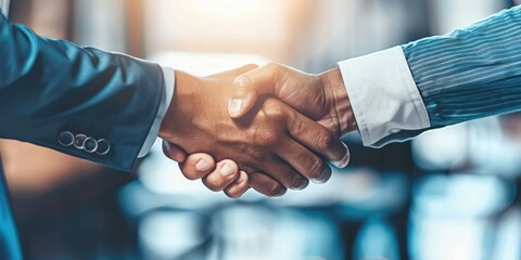 An image of a firm handshake between business partners, symbolizing a new business agreement, partnership, or collaboration