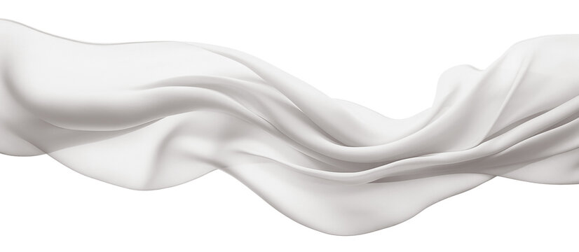 Floating elegant white fabric, cut out