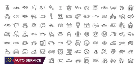 Auto service icon set. Car service icon set with editable stroke collection.