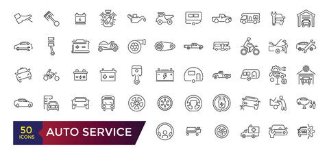 Auto service icon set. Car service icon set with editable stroke collection.