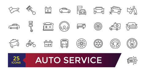 Auto service icon set. Car service icon set with editable stroke collection.