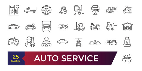 Auto service icon set. Car service icon set with editable stroke collection.