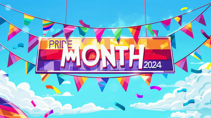 pride month background pride month 2024 written on it,generative Ai