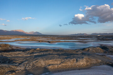亚洲中国航拍青海省海西蒙古族自治州德令哈翡翠湖自然景观