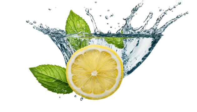 lemon with bottomless splash of water
