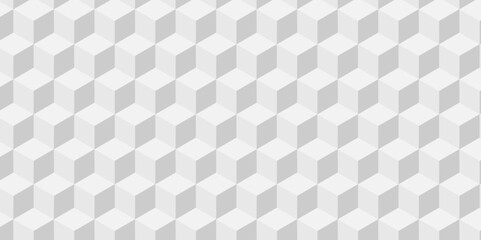 Vector Minimal cubes geometric tile and mosaic wall grid backdrop hexagon technology wallpaper background. White and gray block cube structure backdrop grid triangle texture vintage design.