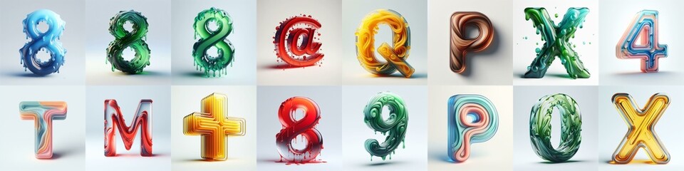 glass 3D Lettering Typeface. AI generated illustration