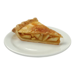 Apple pie on plate isolated on transparent background.