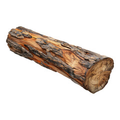 Cedar wood log isolated on transparent background.