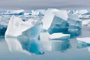Melting icebergs in the Arctic or Antarctic, Global warming  , Climate change