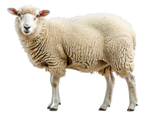 Full side view of a single sheep isolated on transparent background png