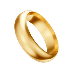 Golden Wedding Engagement Commitment Ring 3D Asset with Transparent Background