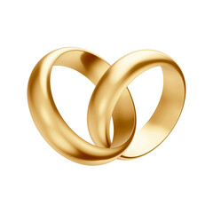 Golden Wedding Engagement Commitment Ring 3D Asset with Transparent Background