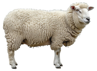 Obraz premium Full side view of a single sheep isolated on transparent background png