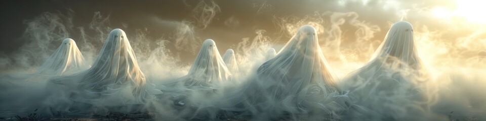 Ghostly Apparitions Shrouded in Enigmatic Mist and Fog