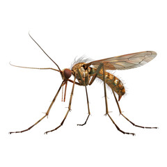 Close up of mosquito isolated on transparent background.
