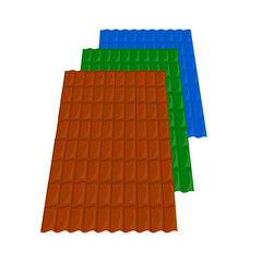 Metal tile sheet. House roof material. Classic design of the external roof of the house.