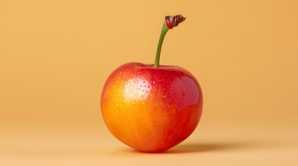 Cherry isolated on orange background macro still life studio shot