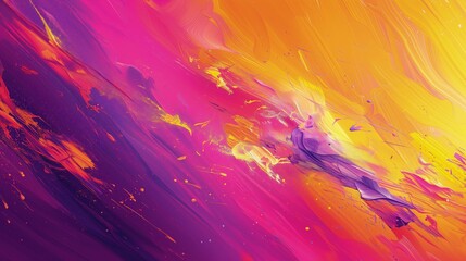 Abstrakcyjne malarstwo w żółtym, różowym i fioletowym